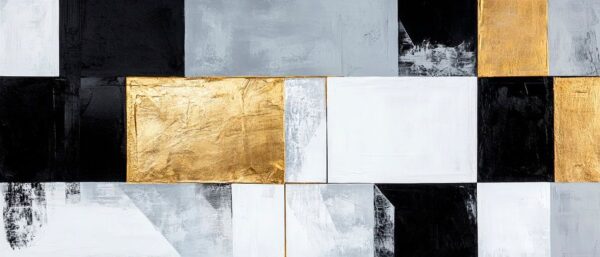 Moderne abstrakte Kunst in Schwarz und Gold