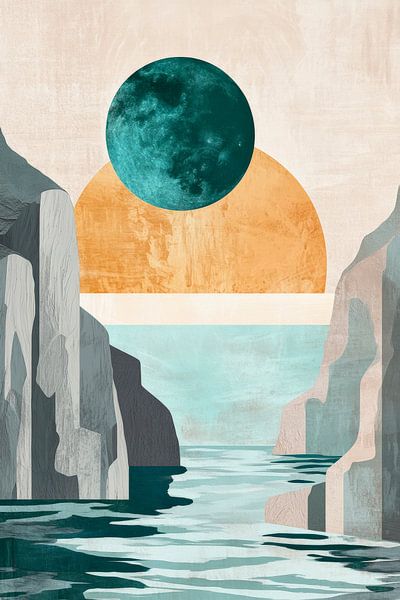 Mond und Sonne über Felsenmeer – Modern