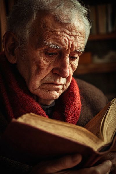 Nachdenklicher älterer Mann mit Buch