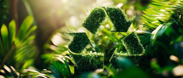 Nachhaltiges Recycling-Symbol im Grünen