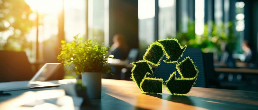 Nachhaltigkeit im Büro – Grünes Recycling-Symbol