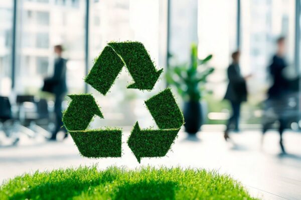 Nachhaltigkeit im Büro – Grünes Recycling-Symbol