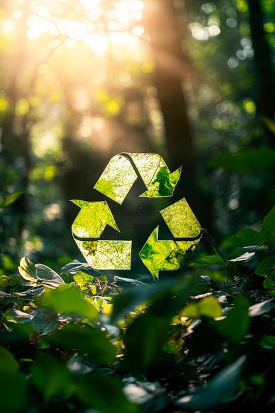 Naturbelassene Umwelt mit Recycling-Symbol