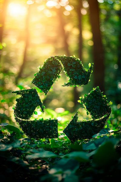 Naturverbundenes Recycling-Symbol im Wald