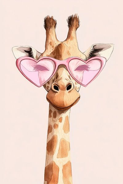 Niedliche Giraffe mit Herzbrille