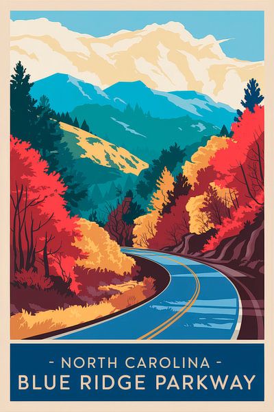 North Carolina Vintage Travel Poster