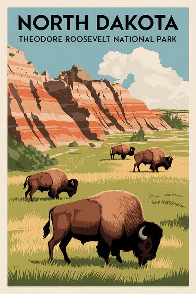 North Dakota Vintage Travel Poster