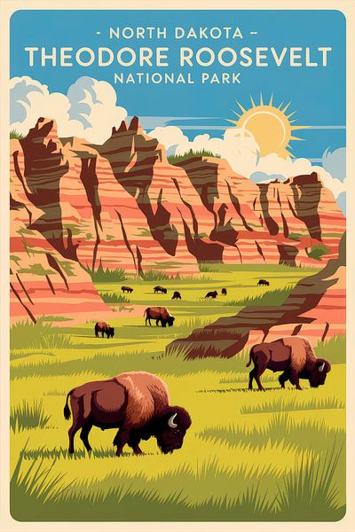 North Dakota Vintage Travel Poster