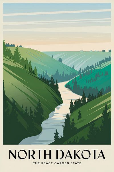 North Dakota Vintage Travel Poster