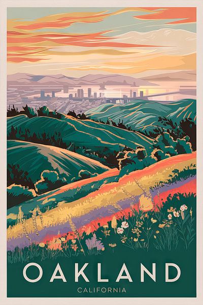 Oakland, Kalifornien - Vintage Travel Poster