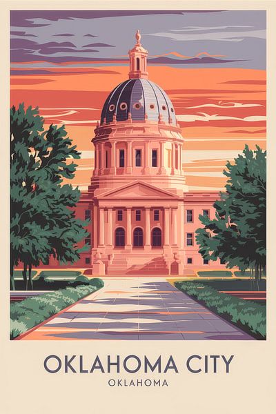 Oklahoma City, Oklahoma Vintage Travel Poster