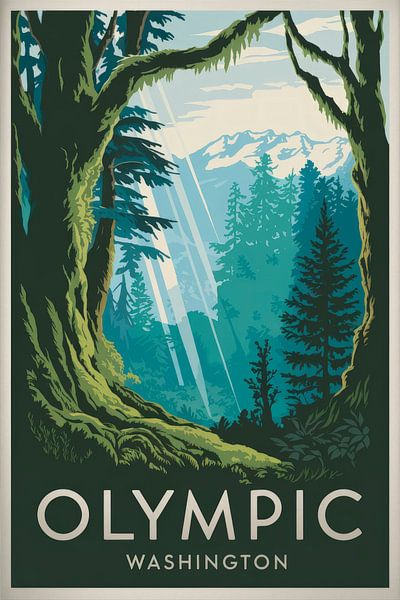 Olympic, Washington Vintage Travel Poster