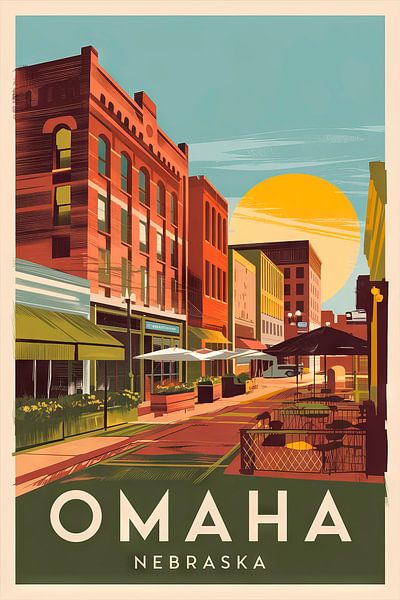 Omaha, Nebraska Vintage Travel Poster