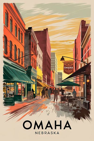 Omaha, Nebraska Vintage Travel Poster