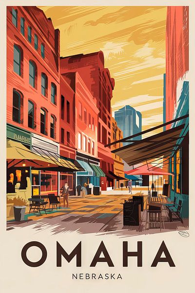 Omaha, Nebraska Vintage Travel Poster