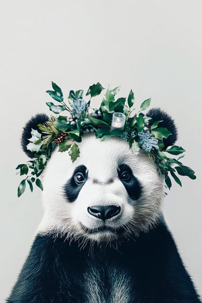 Panda mit Kranz