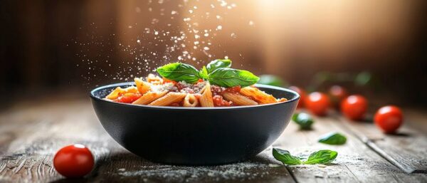 Pasta-Genuss mit frischem Basilikum