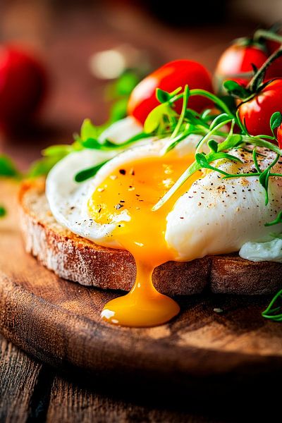 Perfektes pochiertes Ei auf Vollkornbrot