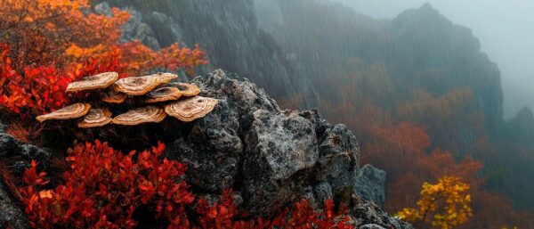 Pilze auf felsigem Untergrund – Herbstfarben