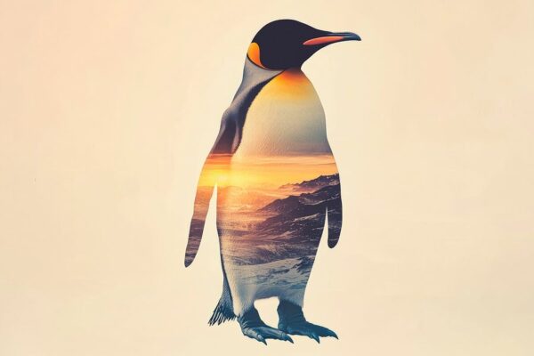 Pinguin im Sonnenuntergang