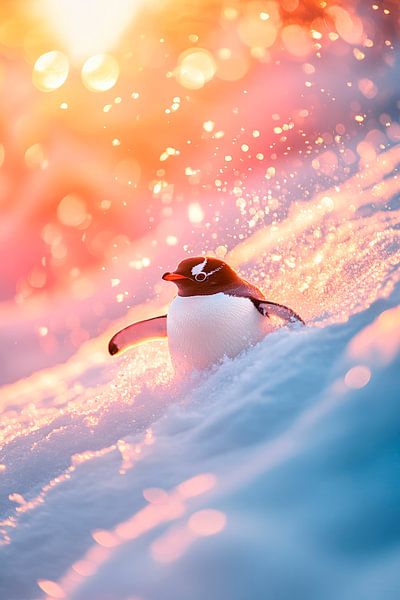 Pinguin im Sonnenuntergangsplausch