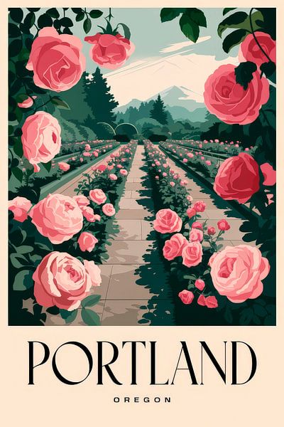 Portland, Oregon Vintage Travel Poster