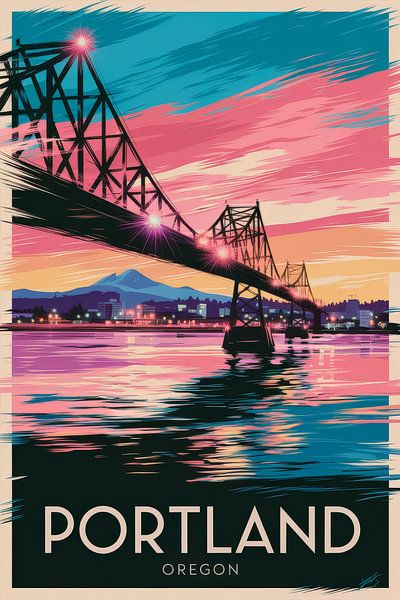 Portland, Oregon Vintage Travel Poster