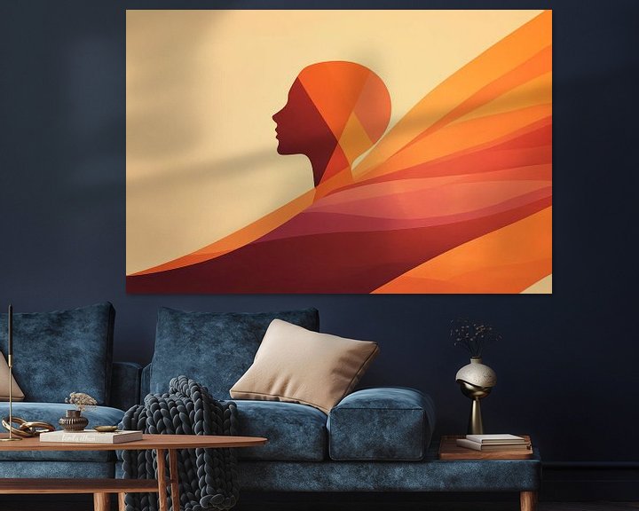 Profil einer Frau in warmen Farbtönen