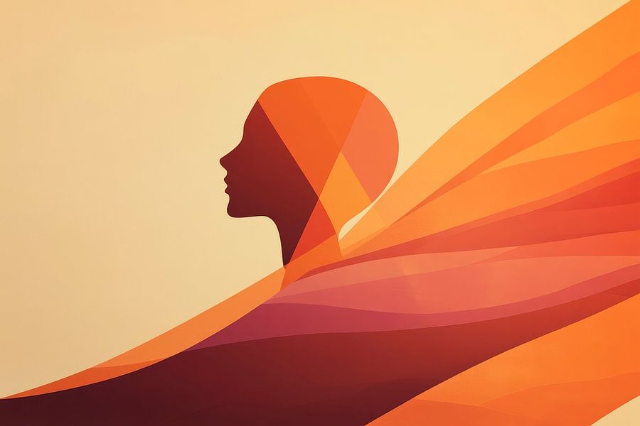 Profil einer Frau in warmen Farbtönen