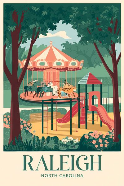 Raleigh, North Carolina Vintage Travel Poster