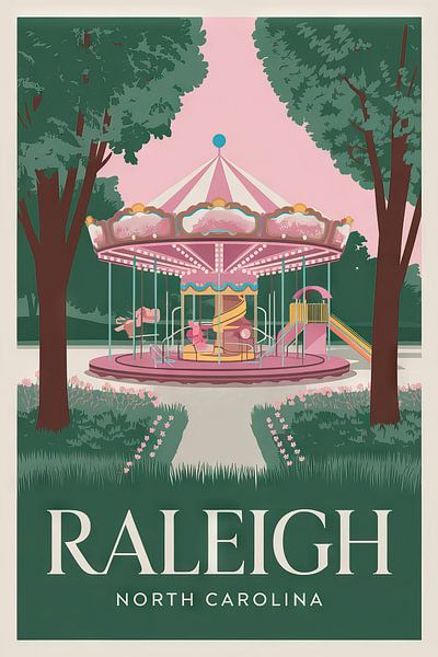 Raleigh, North Carolina Vintage Travel Poster