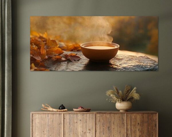 Räuchernde Schüssel im Herbstlicht