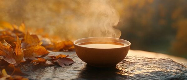 Räuchernde Schüssel im Herbstlicht