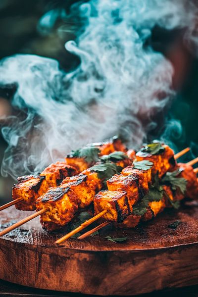 Rauchige Grillspieße mit frischen Kräutern