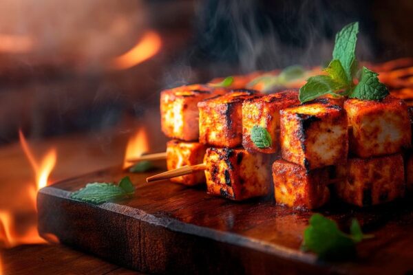 Rauchige Grillspieße mit frischer Minze