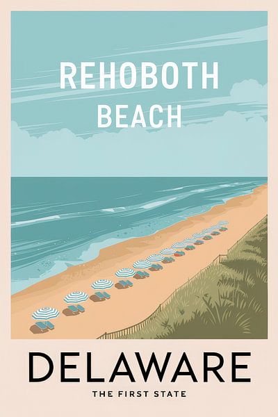 Rehoboth Beach, Delaware Vintage Travel Poster