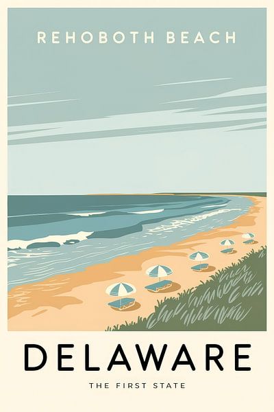 Rehoboth Beach, Delaware Vintage Travel Poster