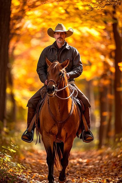 Reiter im Herbstwald