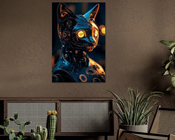 Roboterkatze mit leuchtenden Augen