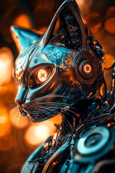 Robotische Katze mit leuchtenden Augen