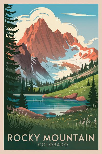 Rocky Mountain, Colorado Vintage Travel Poster