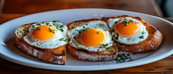 Röstbrot mit Spiegelei und Kräutern