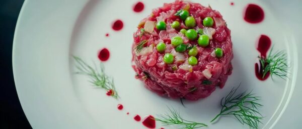 Rote Beete Tartar mit Erbsen-Deko