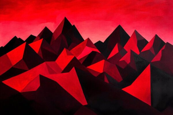 Rote Berglandschaft – Geometrisch abstrakt