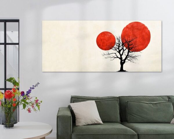 Roter Mond und Baum – moderne Kunst