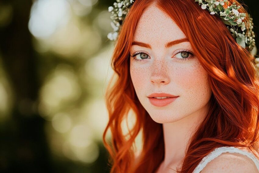 Rotes Haar und Natur