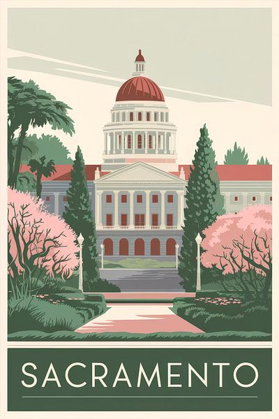 Sacramento, California Vintage Travel Poster