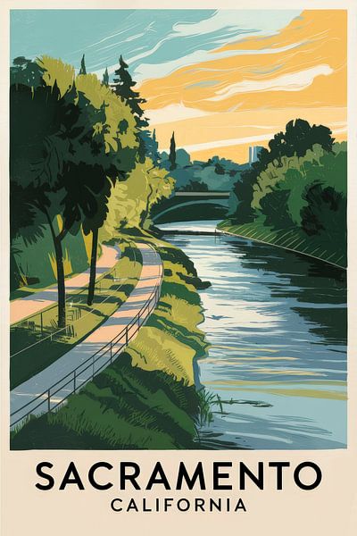 Sacramento, California Vintage Travel Poster