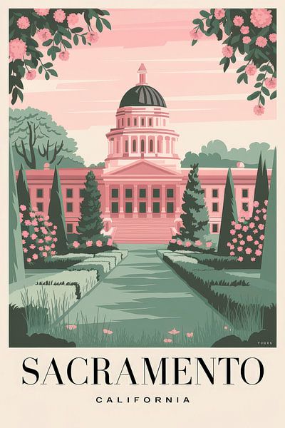 Sacramento, California Vintage Travel Poster