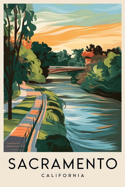 Sacramento, Kalifornien Vintage Travel Poster